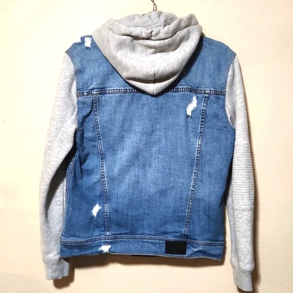 Hollister California Denim & Sweatshirt Hooded Jacket Men's Size XS